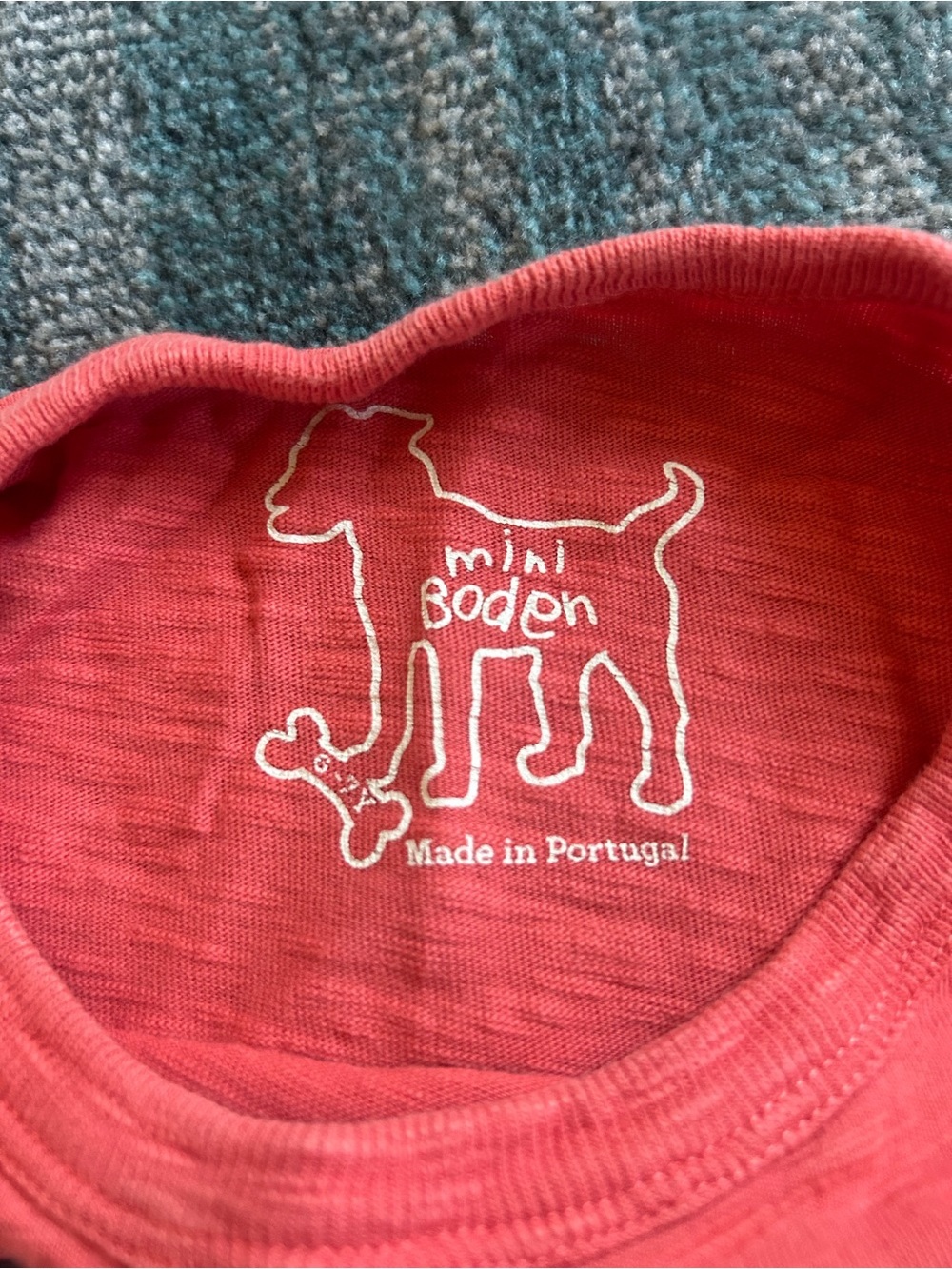 Mini Boden Kids Colorblock Short Sleeve Tee - Coral & Charcoal - Picture 3 of 5